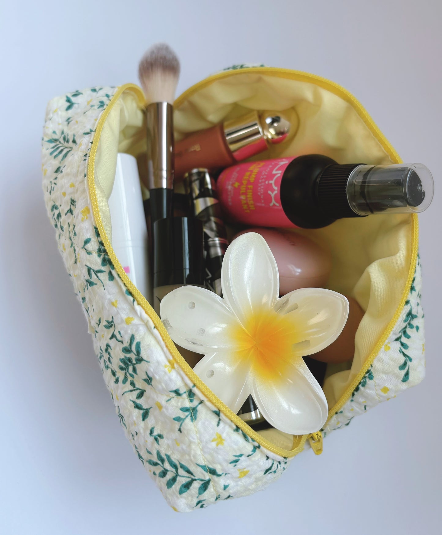 Floral Quilted Makeup Bag