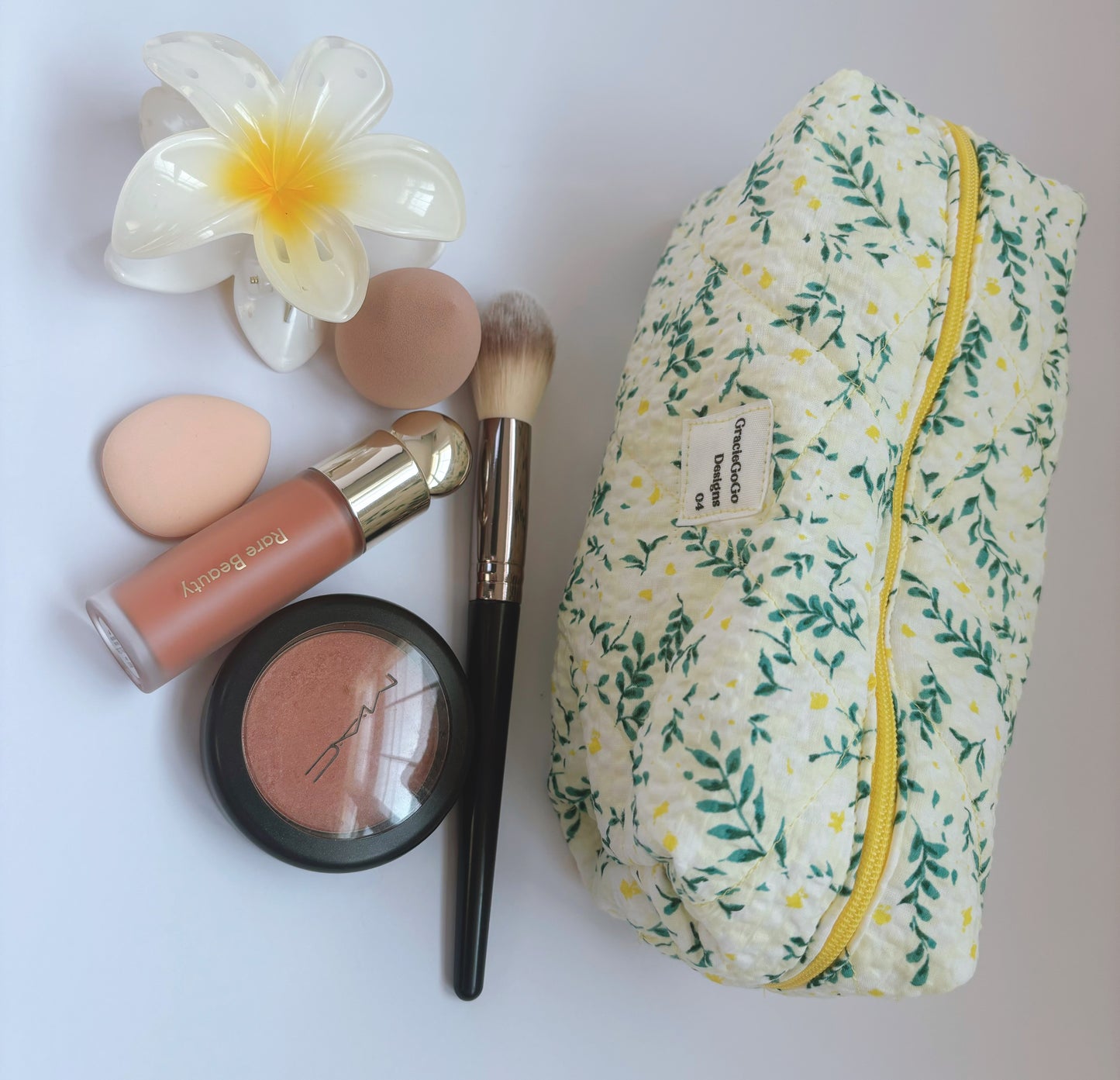 Floral Quilted Makeup Bag