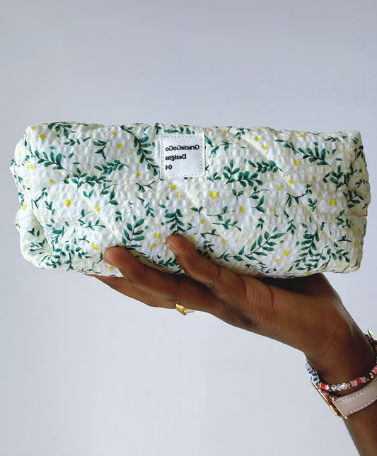 Floral Quilted Makeup Bag