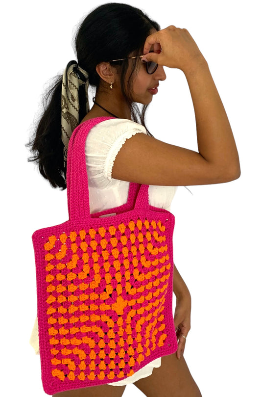 “The Amena” Pink & Orange Tote Bag