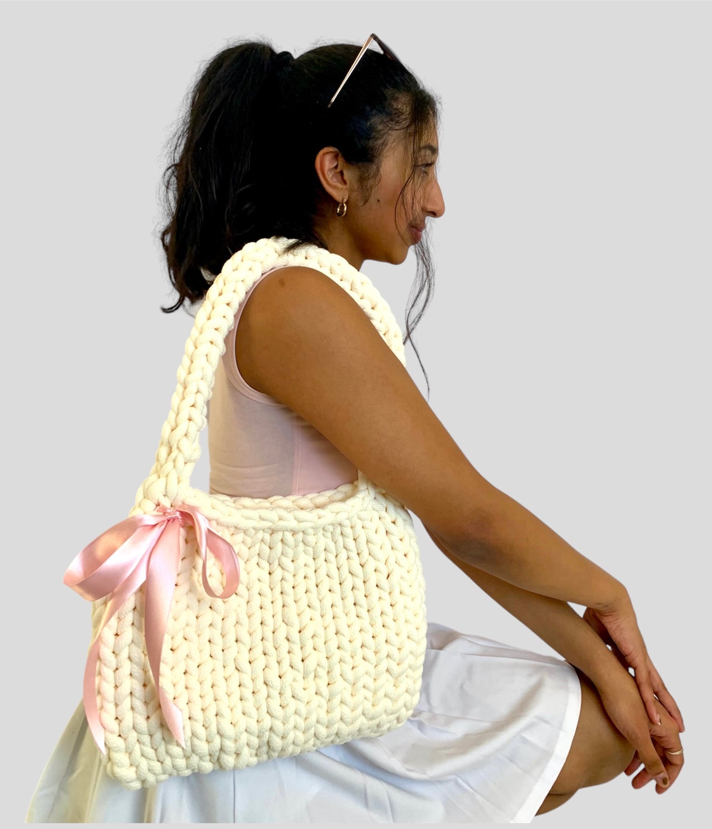 "The Amena" Chunky Bag With Pink Bow